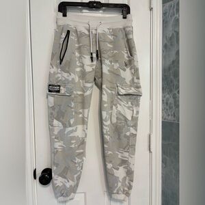 YoungLA 225 Superlative Tapered Cargo Jogger  Pants White Camo Large Gym